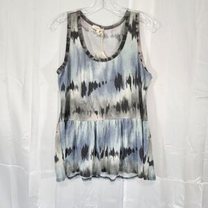 Mystree Size Large Tie-dye, Sleeveless, Ruffle Hem Tank